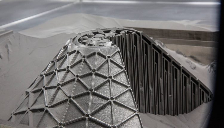 Additively manufactured oxygen hydrogen micromixer. Image courtesy of Shell.